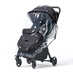 Lightweight baby stroller with transparent raincover to protect your kids from rain, wind and snow.