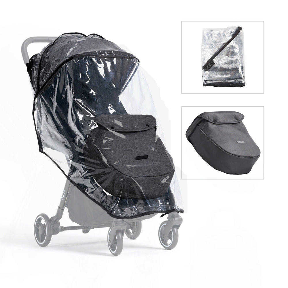 Footmuff and raincover for allis baby flick auto-fold stroller - black