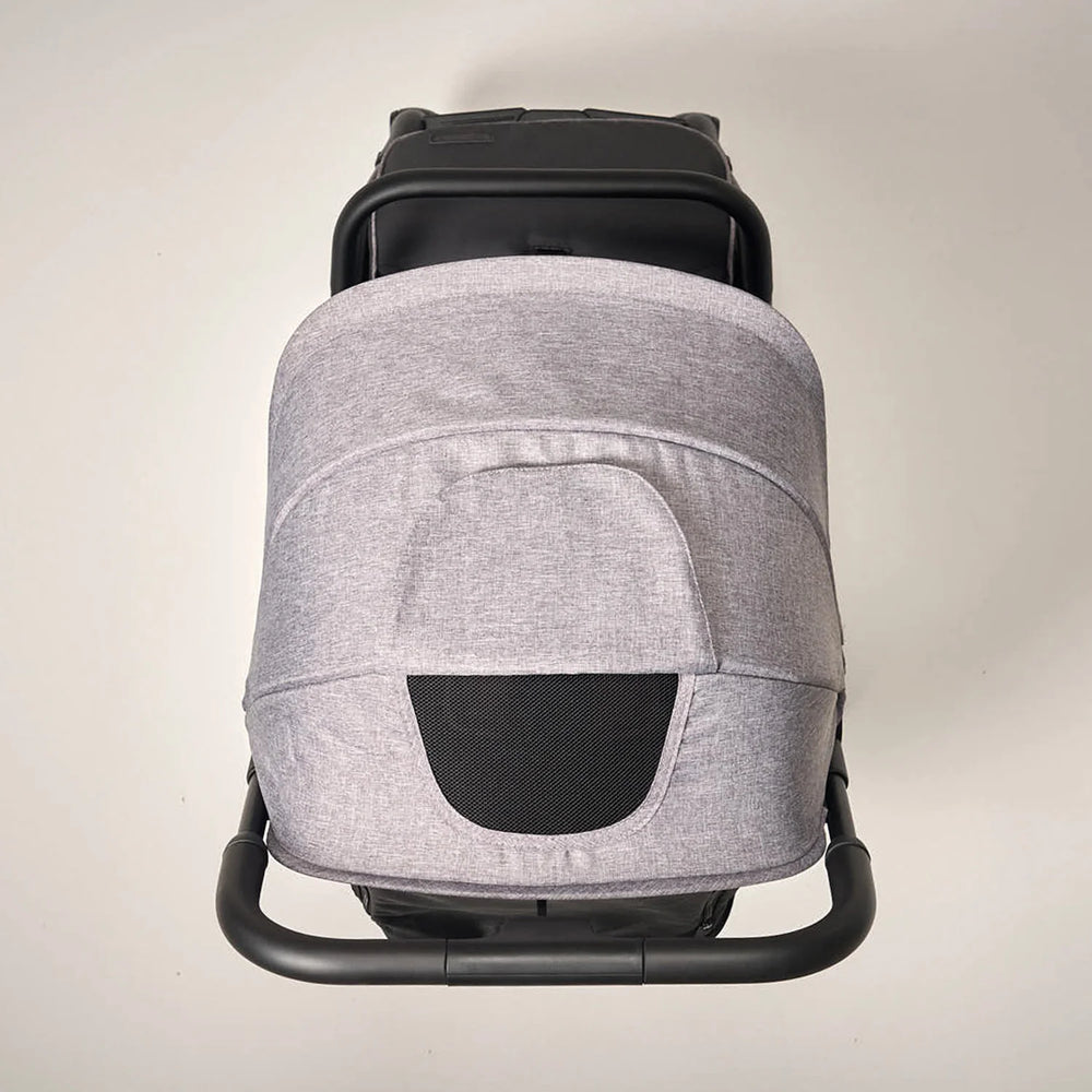 Canopy with mesh ventilation for airflow on hot days.