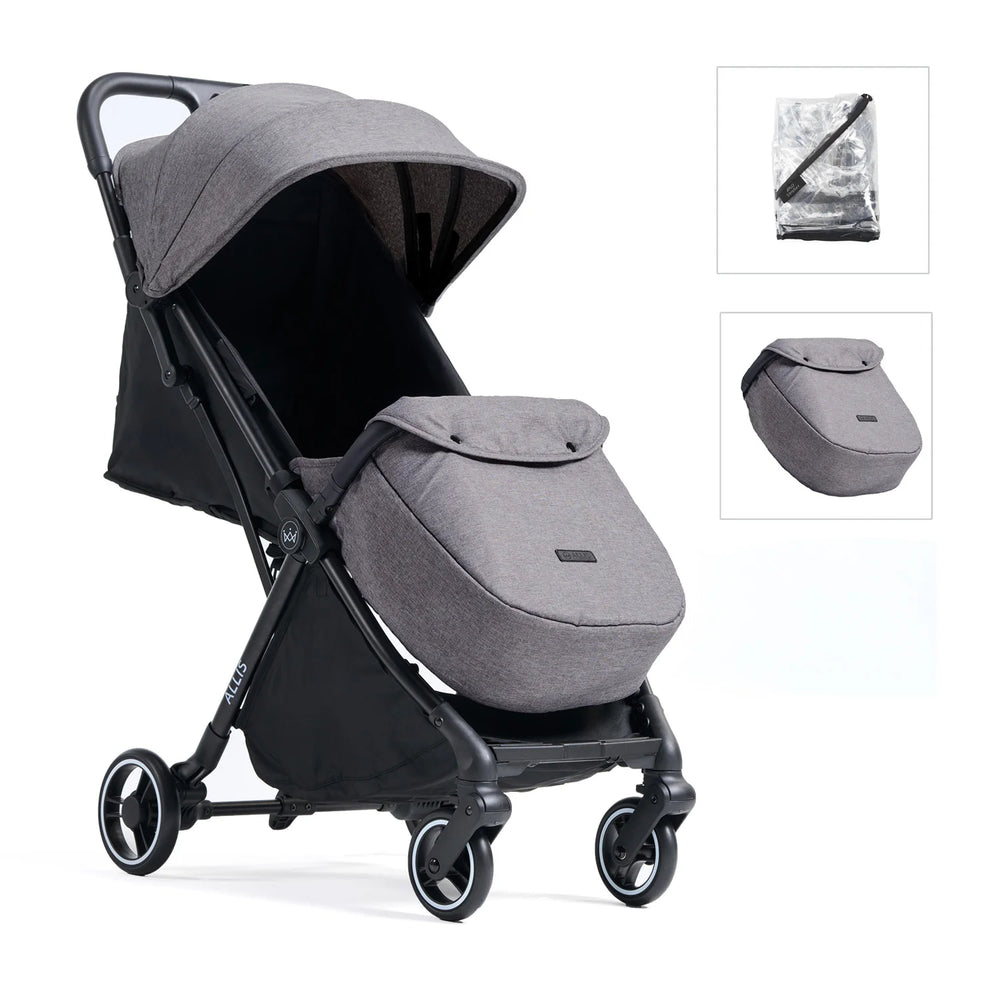 Flick Auto-Fold Stroller with Footmuff & Raincover - Grey