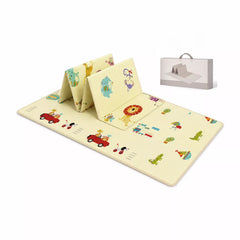 Allis double-sided folding play mat shown partially folded with matching carry bag
