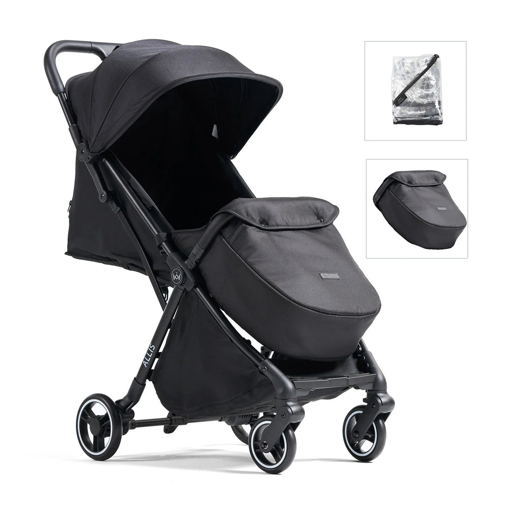 Flick Auto-Fold Stroller with Footmuff & Raincover - Black