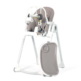 Lola Baby High Chair in grey, newborn recliner mode