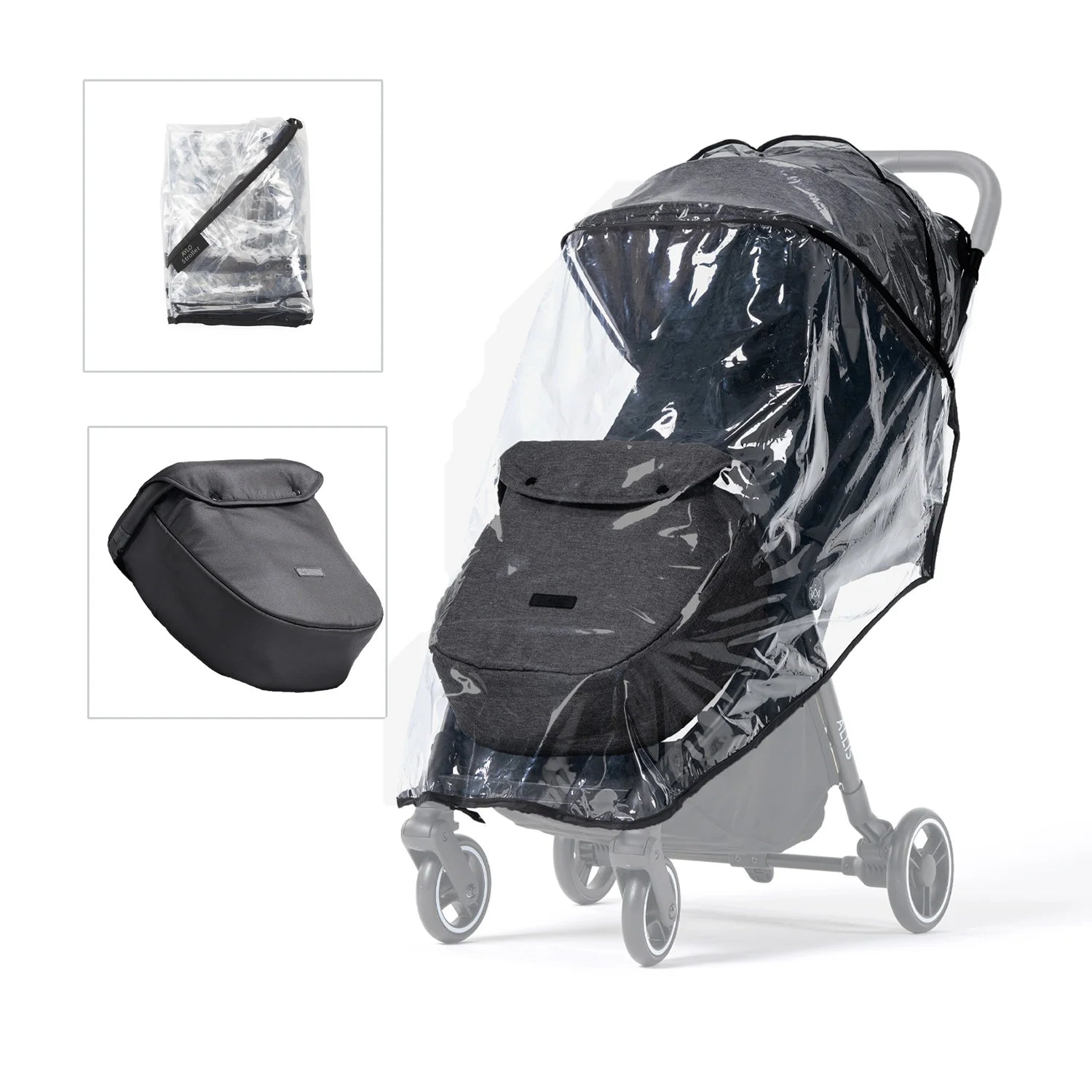 Footmuff & Raincover for Flick Auto-Fold Stroller - Black