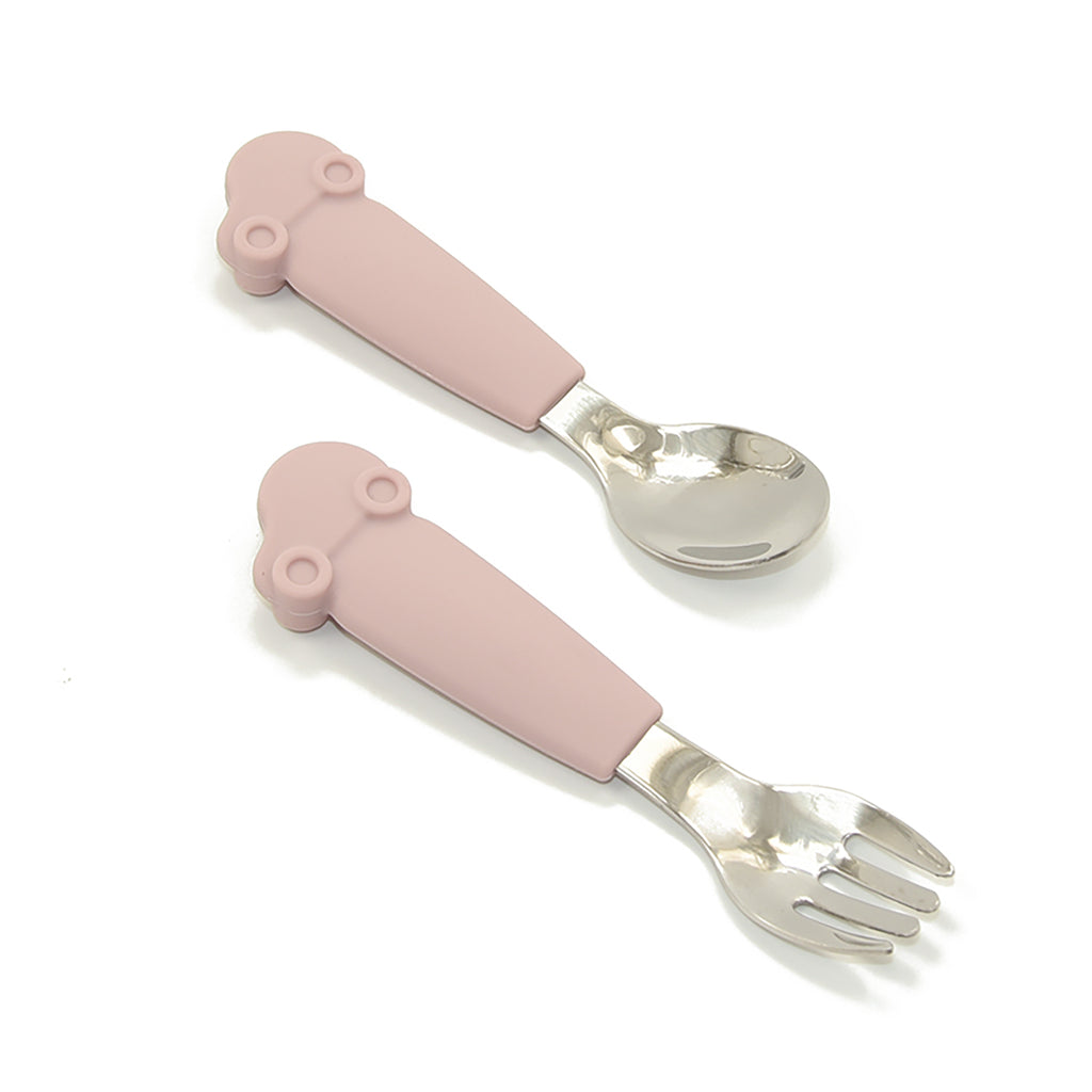 Allis Baby Fork & Spoon Set - Pink Car
