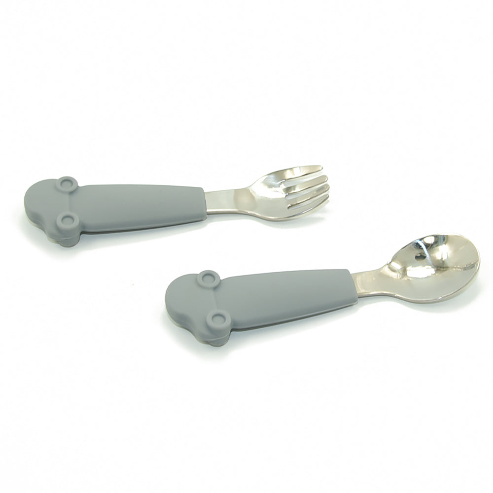 Allis Fork & Spoon Set with Fun Grey Car Design