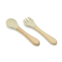 Fork & Spoon Set With Wooden Handles
