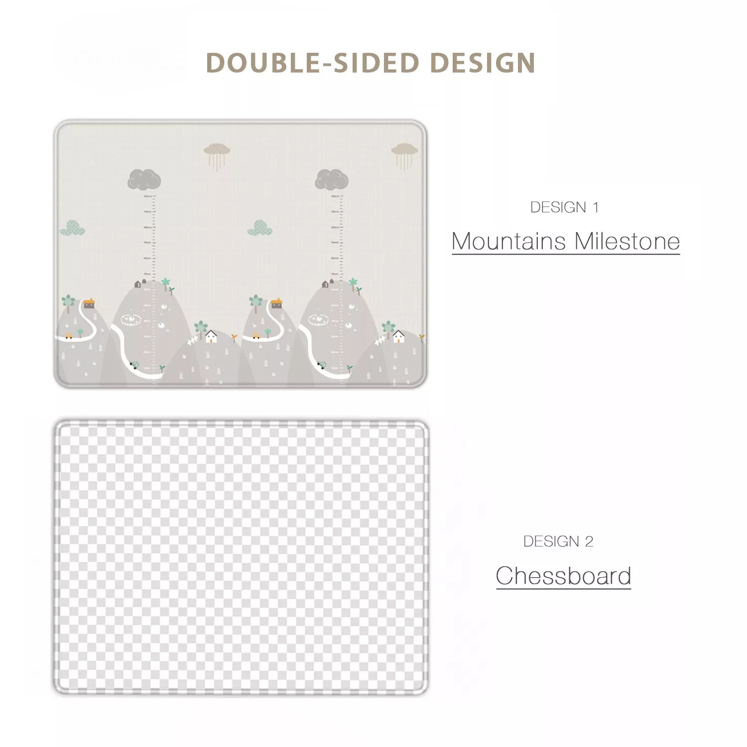 Reversible Chessboard pattern side of soft baby play mat