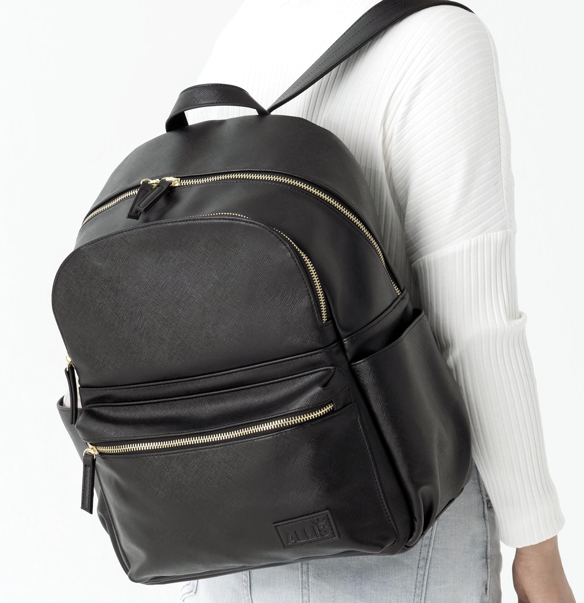 black leather changing backpack Thule Made with premium black leather this bag is perfect for both new mums and dads Nuna Diaper Changing Backpack &