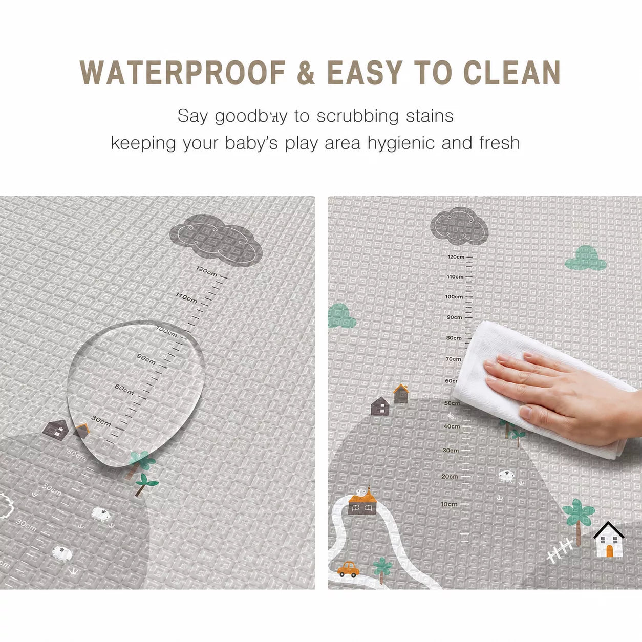 Mountain milestone side with built-in height ruler to track baby's growth on play mat