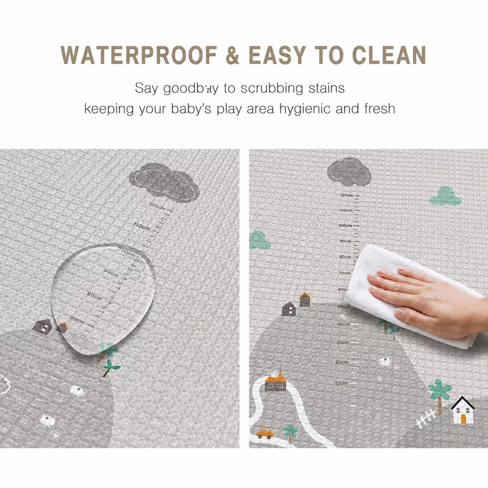 Mountain milestone side with built-in height ruler to track baby's growth on play mat