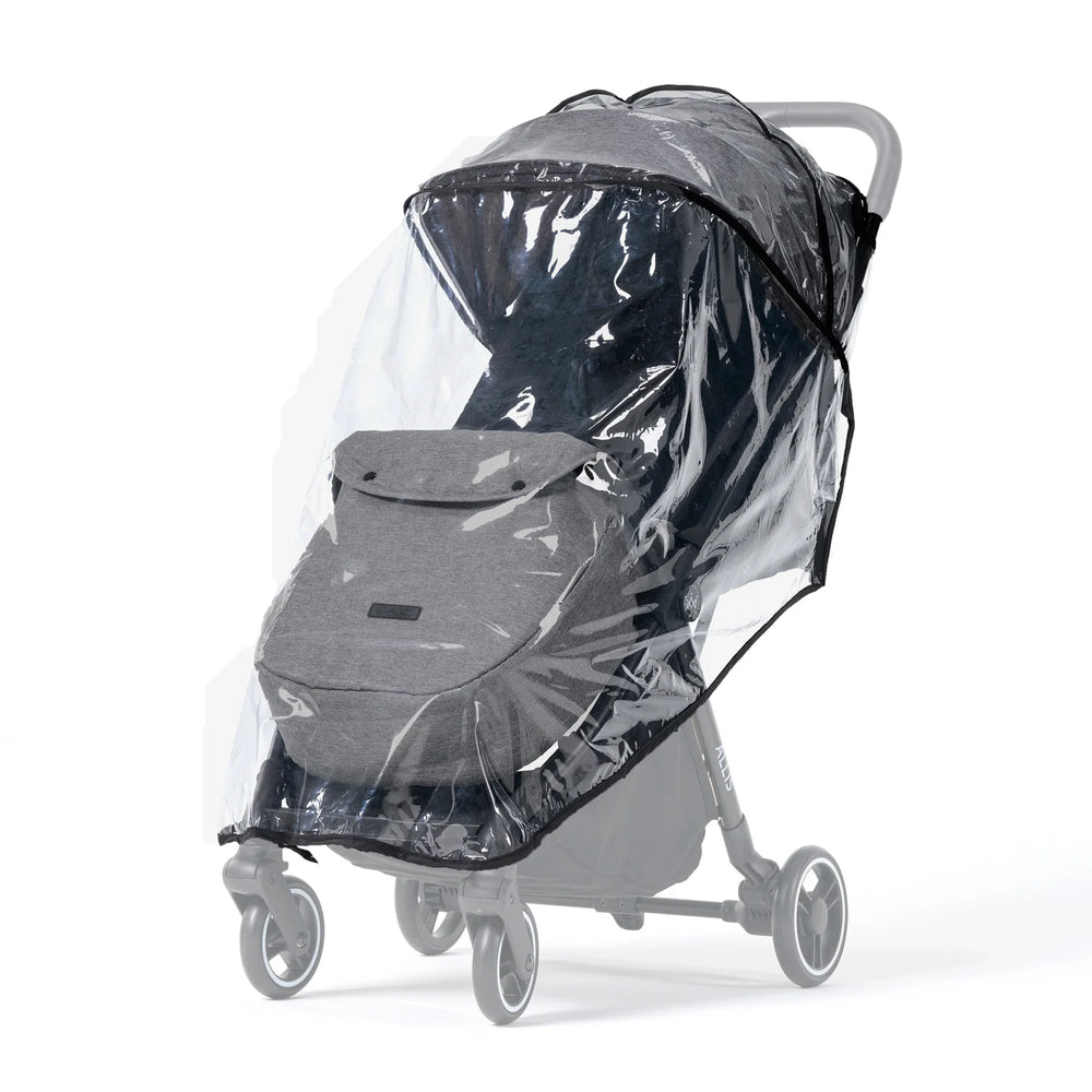 Allis baby flick auto fold stroller with transparent raincover and footmuff to protect from rain, wind, snow and keep your baby warm and comfortable.