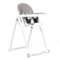 Baby high chair with adjustable height and footrest, grey