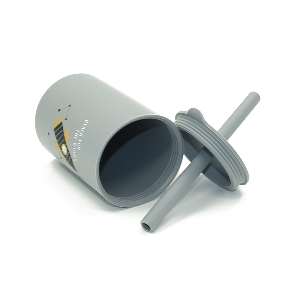 Blue Silicone Straw Cup